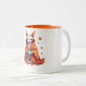 Cozy Sphynx Cat Mug - Autumn Fall Blanket & Coffee Zweifarbige Tasse (VorderseiteRechts)