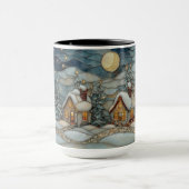 Cozy Stained Glass Snowy Village Holiday Mug Tasse (Zentrum)