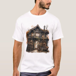 Cozy Storybook Halloween House Autumn Illustration T-Shirt