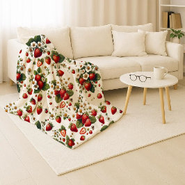 Cozy Strawberry Botanical Sherpa Blanket Sherpadecke