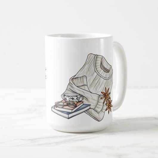 COZY SWEATERS & PUMPKIN SPICE SPRICHWORT KAFFEETASSE (VorderseiteRechts)