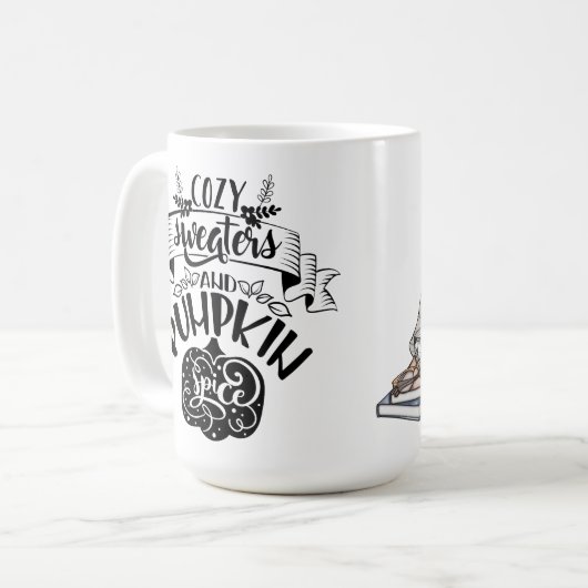 COZY SWEATERS & PUMPKIN SPICE SPRICHWORT KAFFEETASSE (Vorderseite Links)