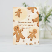 Cozy & Sweet Gingerbread Holiday Greeting Card Dankeskarte (Stehend Vorderseite)