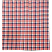 Cozy Tartan Curtain Coral Navy Gift for Retirement Duschvorhang (Vorderseite)