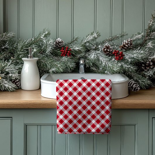 Cozy Tartan Towels Red Black Gift for Their Space Badhandtuch Set