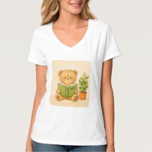 Cozy Teddy Bär liest Buch T-Shirt   Bücherliebhabe