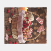 Cozy Teddy Rose Basket Romantic Valentine Fleecedecke (Vorderseite (Horizontal))