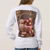 Cozy Teddy Rose Basket Romantic Valentine Sweatshirt (Rückseite)