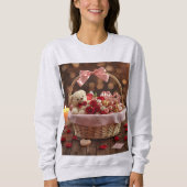 Cozy Teddy Rose Basket Romantic Valentine Sweatshirt (Vorderseite)