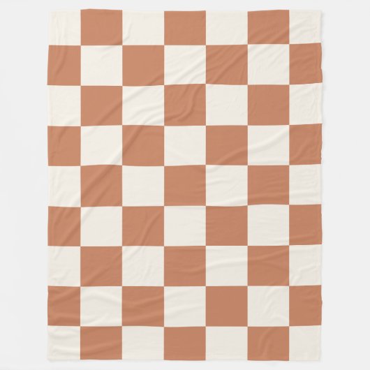 Cozy Terracotta Rust & Cream Buffalo Check Fleecedecke (Vorderseite)