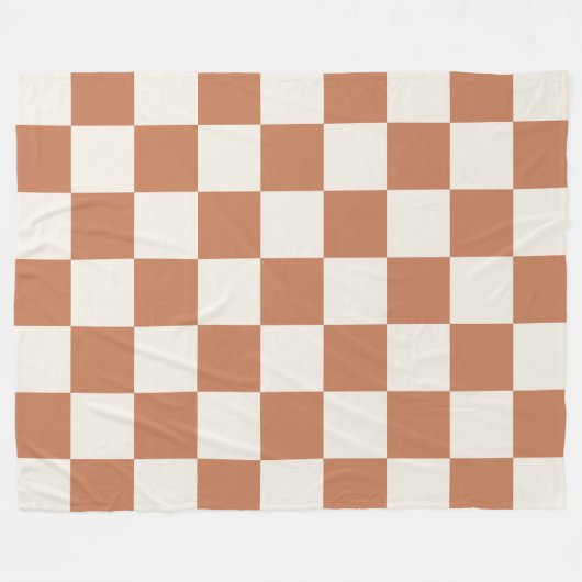 Cozy Terracotta Rust & Cream Buffalo Check Fleecedecke (Vorderseite (Horizontal))