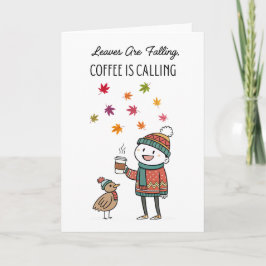 Cozy Thanksgiving Card with Turkey & Coffee Karte