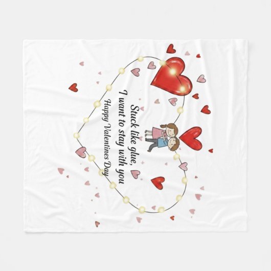 cozy togetherness personalized heart illustration fleecedecke (Vorderseite (Horizontal))