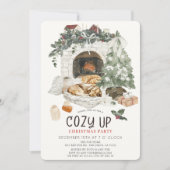 Cozy Up Fireplace Cat Dog Christmas Holiday Party Einladung (Vorderseite)