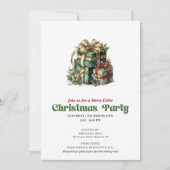 Cozy Victorian Christmas presents party invitation Einladung (Vorderseite)