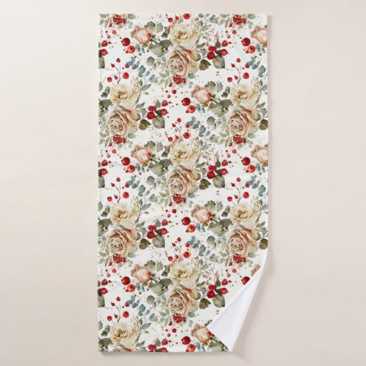 Cozy Vintage Christmas Pattern Badehandtuch (Badehandtuch)