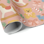 Cozy Vintage Christmas Toys Wrapping Paper Roll Geschenkpapier (Rolleneckpunkt)