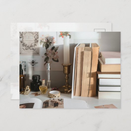Cozy Vintage Desk Aesthetic Postkarte (Vorne/Hinten)