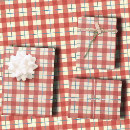 Cozy Vintage Plaid Dusty Rose and Cream Holiday  Geschenkpapier Set