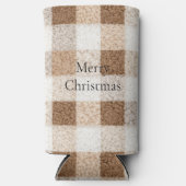 Cozy Warm Brown Cream Plaid Stripes Christmas Selters Dosenkühler (Vorderseite)