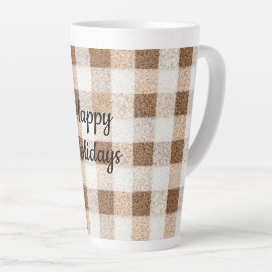 Cozy Warm Brown Cream Stripes Christmas Milchtasse (Rechte Ecke)