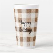 Cozy Warm Brown Cream Stripes Christmas Milchtasse (Vorderseite)