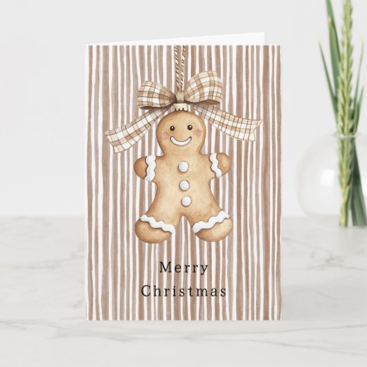 Cozy Warm Christmas Cute Happy Gingerbread Stripes Karte (Vorderseite)
