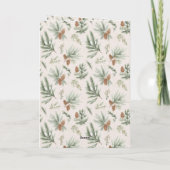 Cozy Warm Christmas Poinsettia Pine Cones Bird Karte (Rückseite)