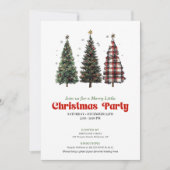Cozy watercolor buffalo Christmas tree invitation Einladung (Vorderseite)