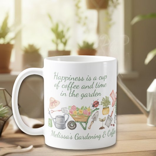 Cozy Watercolor Gardening Tools Rose Botanical  Kaffeetasse