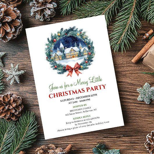 Cozy Watercolor Holiday Scene Christmas Invitation Einladung