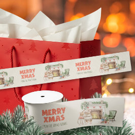 Cozy Watercolor Mice Vintage Christmas Satinband