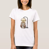 Cozy Wide-Eyed Owl Drinking Coffee Under Warm Lamp T-Shirt (Vorderseite)