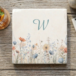 Cozy Wildflower Meadow Monogram – Botanical  Steinuntersetzer