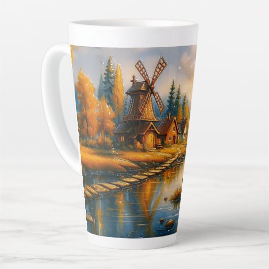 Cozy Windmill Village at Sunrise Milchtasse (Linke Ecke)