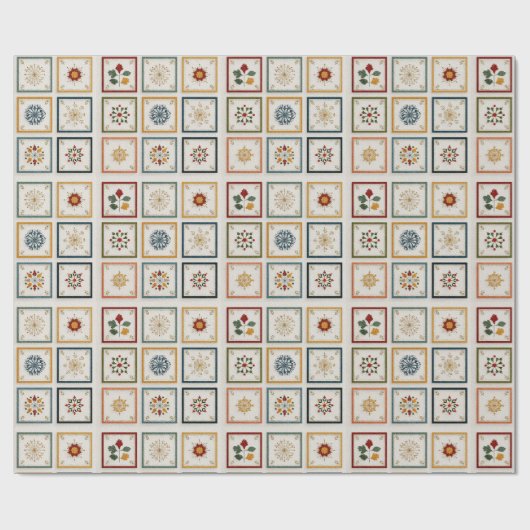 Cozy Winter Blocks with Holiday Motifs Geschenkpapier (Flach)