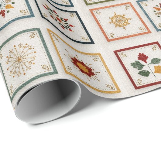 Cozy Winter Blocks with Holiday Motifs Geschenkpapier (Rolleneckpunkt)