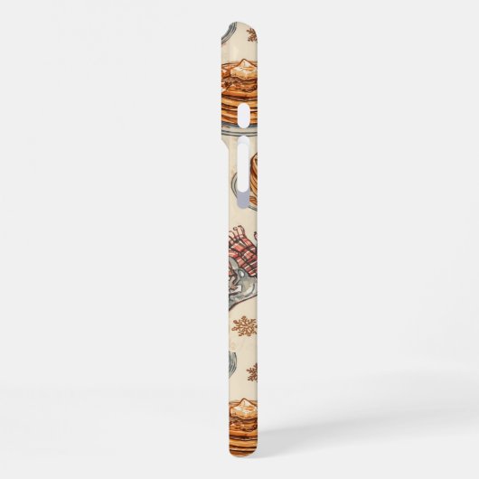 Cozy Winter Breakfast Pattern | Pancakes & Coffee iPhone Hülle (Linke Seite)