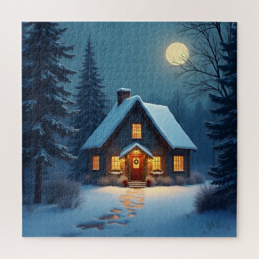 Cozy Winter Cabin Christmas Puzzle (Vertikal)