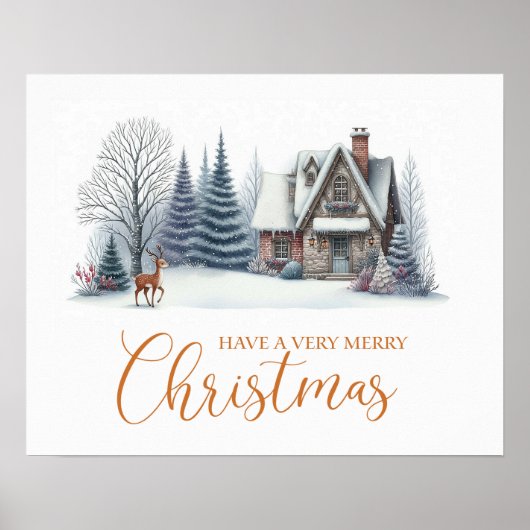 Cozy Winter Cabin “Have a Very Merry Christmas" Poster (Vorne)
