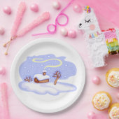 Cozy Winter Cabin in Snow Frosty Landscape Pappteller (Party)