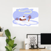 Cozy Winter Cabin in Snow Frosty Landscape Poster (Heimbüro)