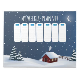 Cozy Winter Cabin Notepad | Snowy Night Stationery Notizblock
