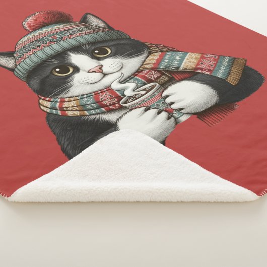 Cozy Winter Cat Cocoa Sherpadecke (3/4)
