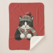 Cozy Winter Cat Cocoa Sherpadecke (Vorderseite)