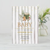 Cozy Winter Cocoa Bow Baby Shower Einladung (Stehend Vorderseite)