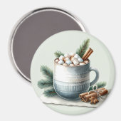 Cozy Winter Cocoa Marshmallow Mug Scene Magnet (Vorderseite/Rückseite)