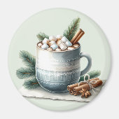 Cozy Winter Cocoa Marshmallow Mug Scene Magnet (Vorne)
