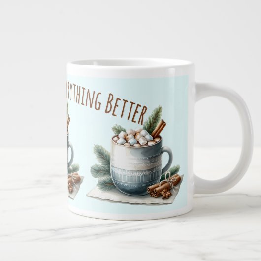 Cozy Winter Cocoa Marshmallow Scene Jumbo-Tasse (Rechts)