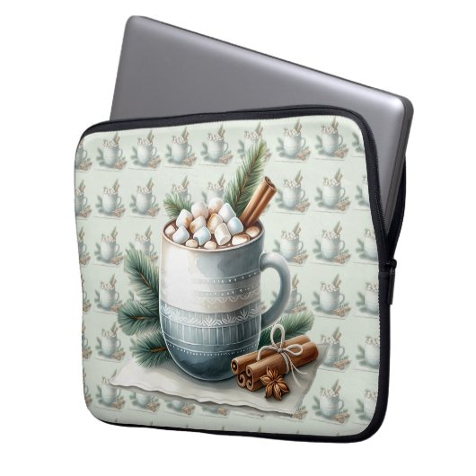Cozy Winter Cocoa Marshmallow Scene Laptopschutzhülle (Vorderseite Links)